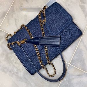 Tory Burch denim Fleming bag